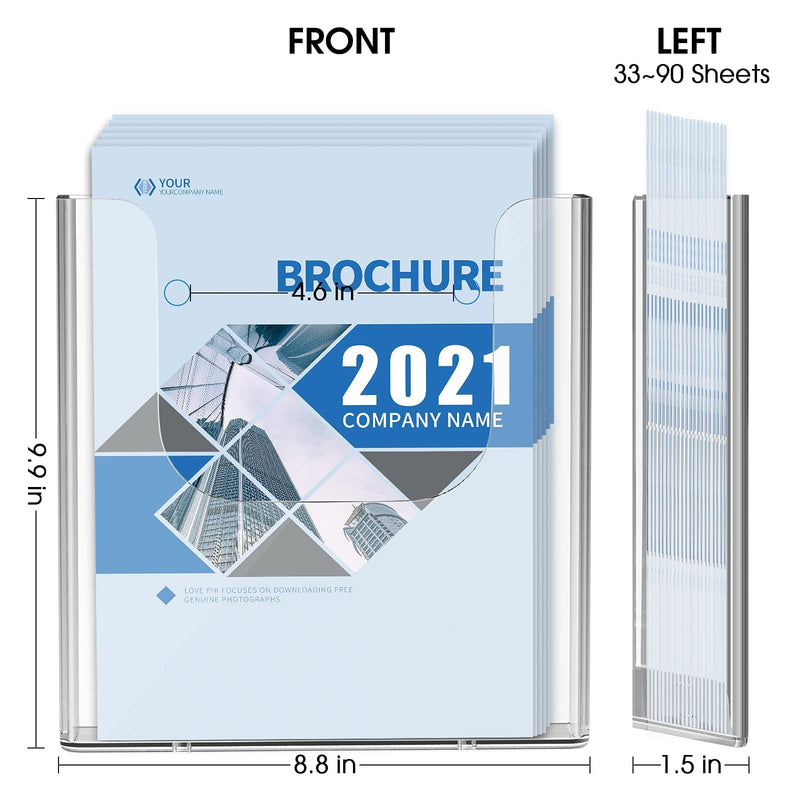 (Bundle of 2 Sets) MaxGear Book Ends Clear Acrylic Bookends for Shelves, Bookend, Heavy Duty Book End, Book Holder Stopper for Books/CDs/Video Games, 7.3 x 5.5 x 5.1 in, (2 Pairs) / Brochure Holder