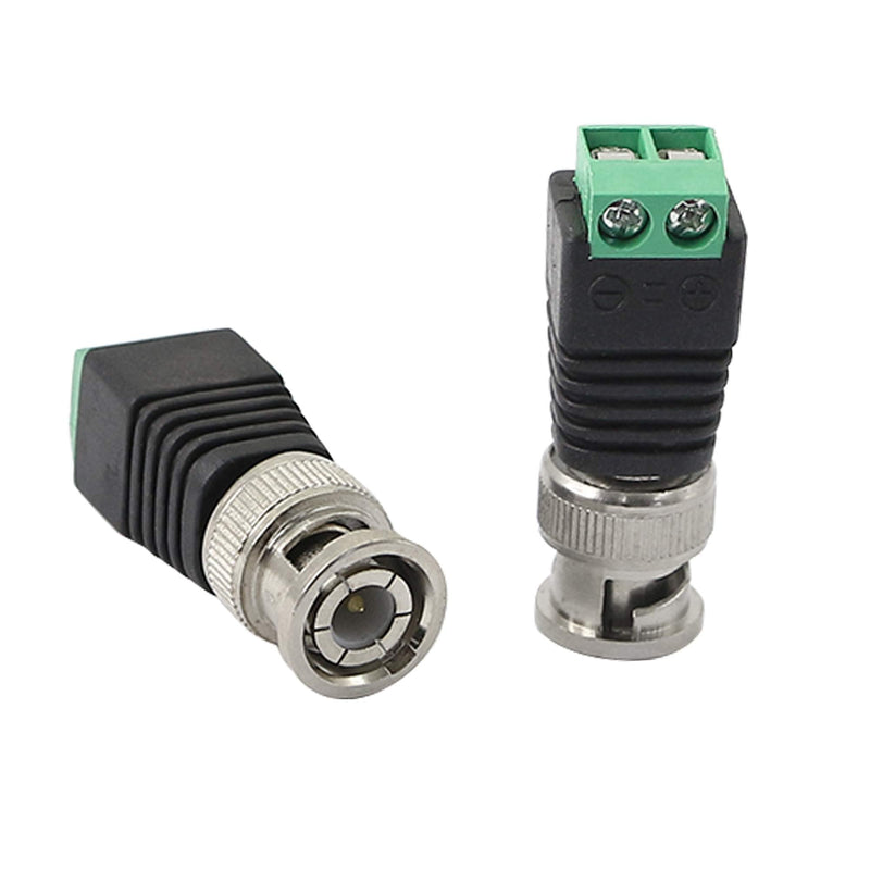 PNGKNYOCN BNC Male Connector BNC to 2 Screw Terminal No Solderless Adapter for Transmit CAT5 Coaxial Cable to CCTV Surveillance Camera(5-Pack)