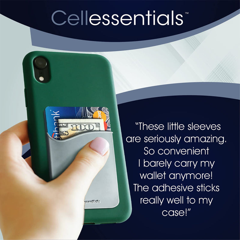 USA Merchant | Cellessentials Card Holder for Back of Phone - Silicone Stick on Cell Phone Wallet for Credit Card, ID, Business Card - iPhone, Android and Most Smartphones - 3 Pack (Black,Pink,Grey) Black, Grey & Pink