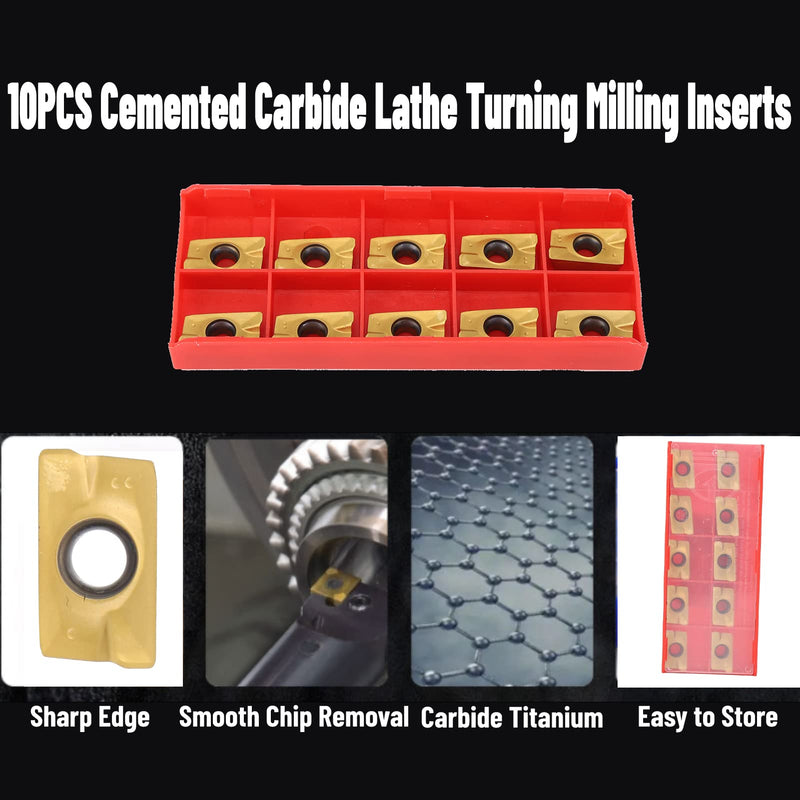 10PCS CNC Carbide Insert Cutter APMT1604 Carbide Inserts Milling Inserts Carbide Lathes with Cement Carbide 15-50 HRC Hardness