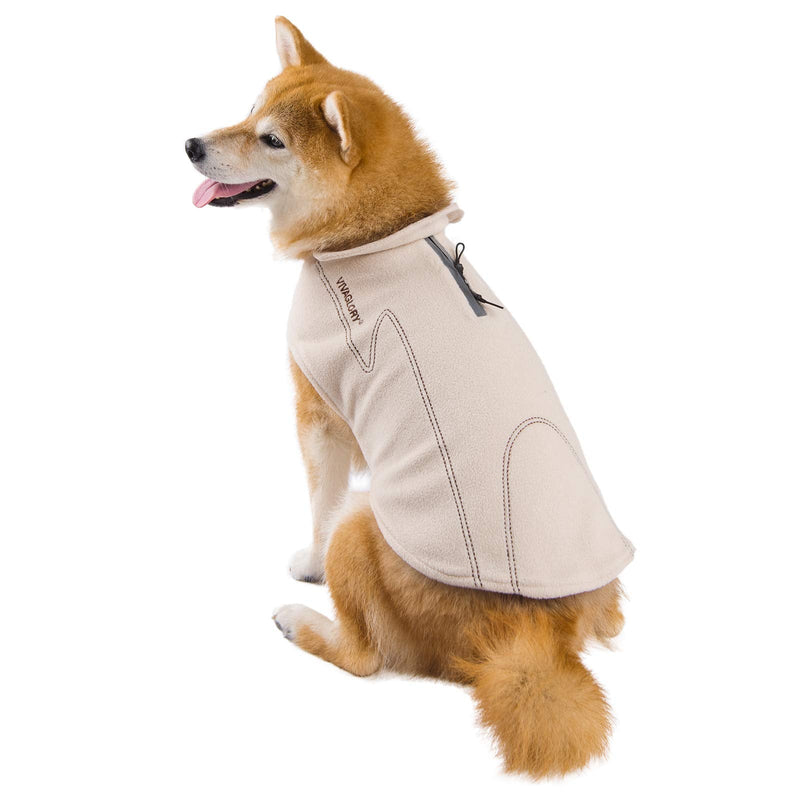 VIVAGLORY Dog Coat Fleece Jacket Vest for Small Medium Large Dogs Puppy Windproof Warm Clothes for Cold Weather, Beige, XXS