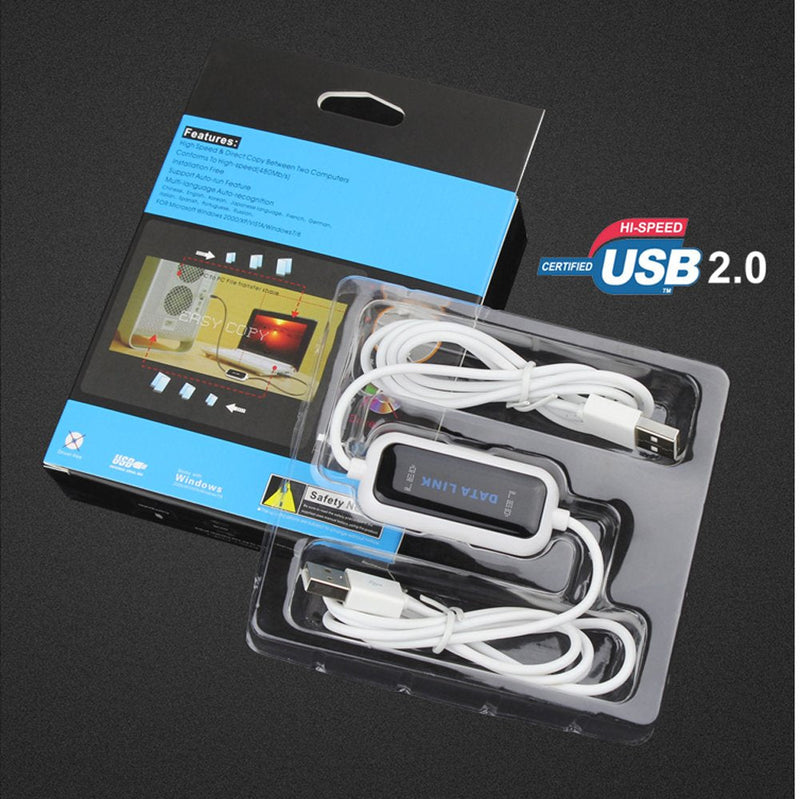 USB 2.0 High Speed Laptop USB to USB PC Data File Transfer Cable Link Direct Copy Between 2 Computers for XP,Vista,Windows7,8 (32/64 bit),win10