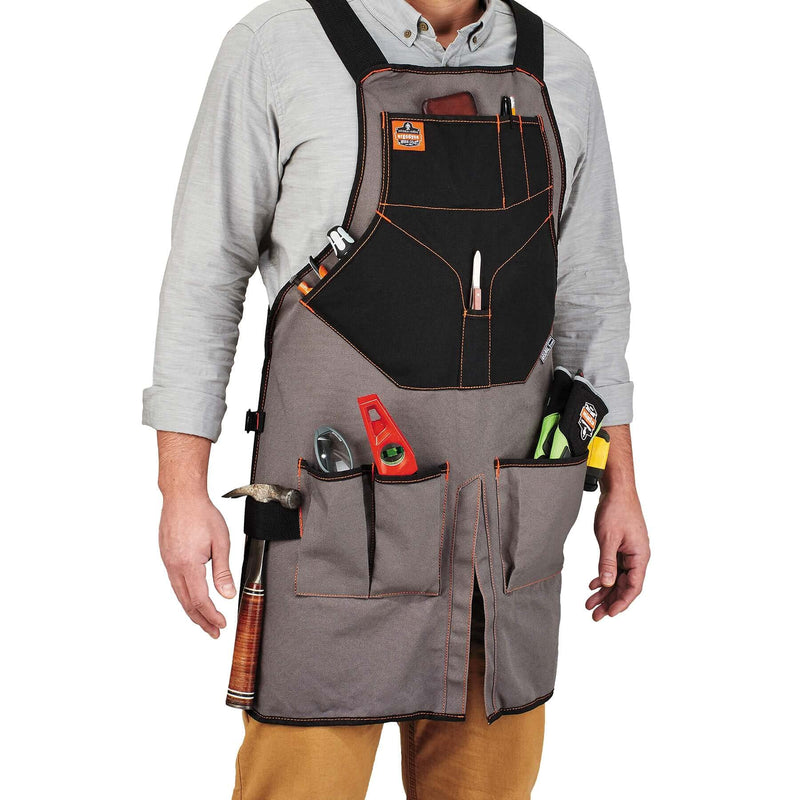 Ergodyne - 13696 Arsenal 5705 Full Length Tool Work Apron, 13-Pockets, Gray