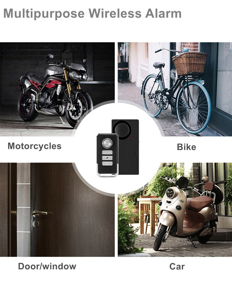 Wsdcam Wireless Vibration Alarm with Remote Control Anti-Theft Alarm Bike/Motorcycle/Vehicle Security Alarm, 110db Loud, Door and Window Alarm