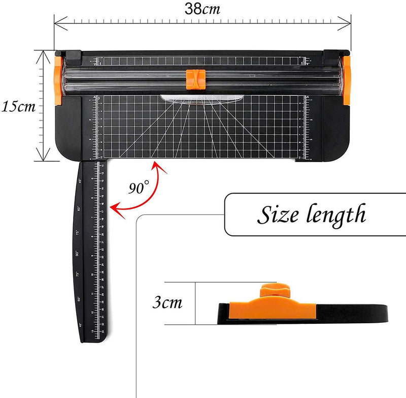 A4 Paper Cutter 12 Inch Titanium Paper Trimmer Scrapbooking Tool with Automatic Security Safeguard and Side Ruler for Craft Paper, Label, Photo and Cardstock