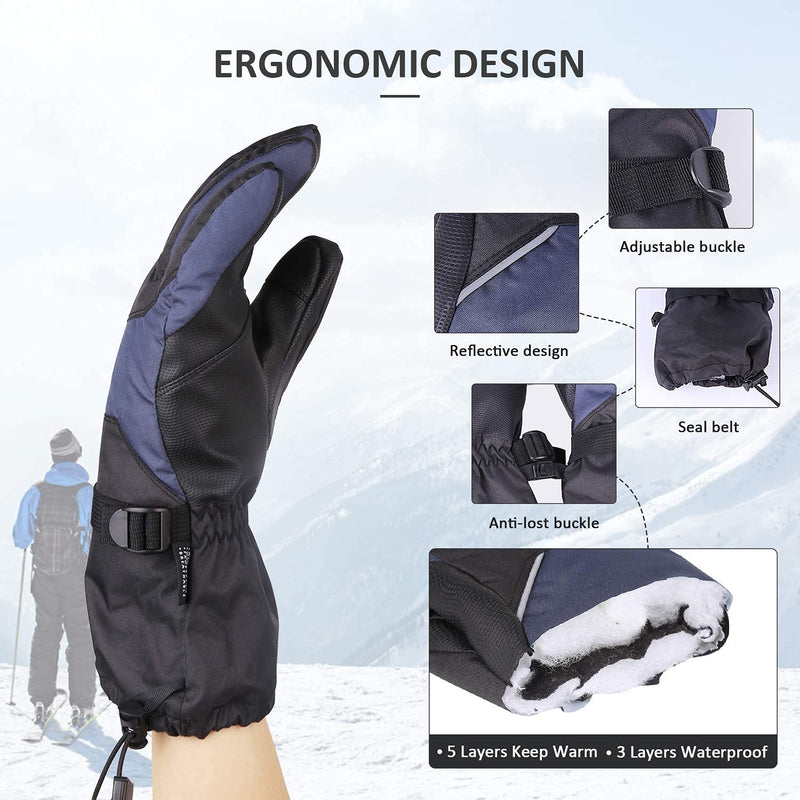 Ski & Snow Gloves for Men and Women Waterproof Windproof Touchscreen Medium