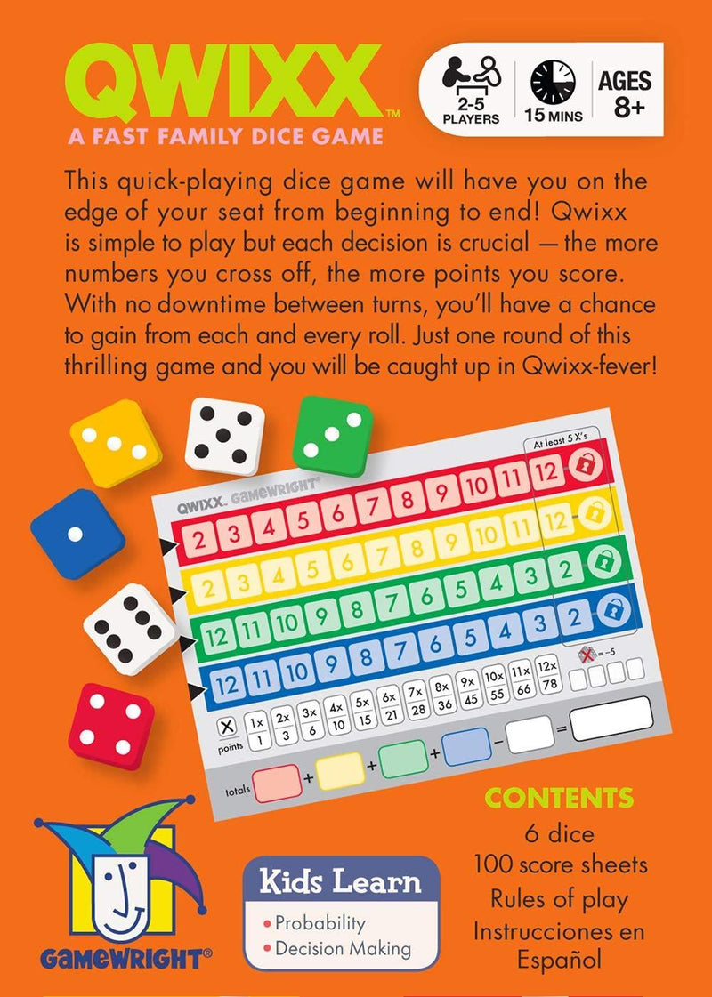 Gamewright Qwixx - A Fast Family Dice Game Multi-colored, 5"