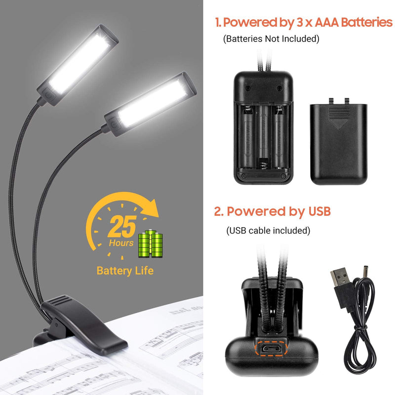CAHAYA Music Stand Light Clip on LED Battery Powered Reading Lamp Book Light for Bookworms Guitar Piano Keyboard Players CY0243