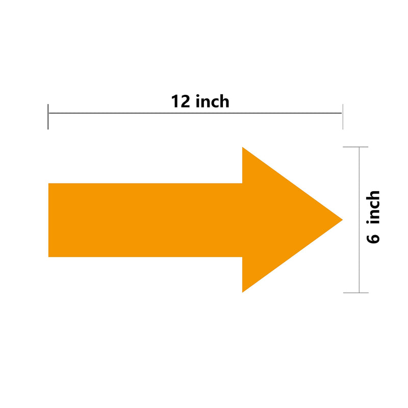 Arrow Sticker Directional Decals 12x6 Inch 24 Pack Marking Sign Removable Floor Arrows Stickers Adhesive Decal for Warehouse Event (Orange) Orange