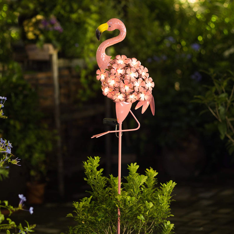 Homeimpro Garden Solar Lights,Flamingo Pathway Outdoor Stake Metal Lights,Waterproof Warm White LED for Lawn,Patio or Courtyard
