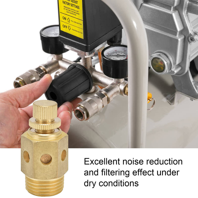 Pneumatic Silencer Brass Air Outlet Adjustable Throttle Silencer 1/2 Inch Good Resistance 30 DB Silencer 1/2 Inch Male Thread