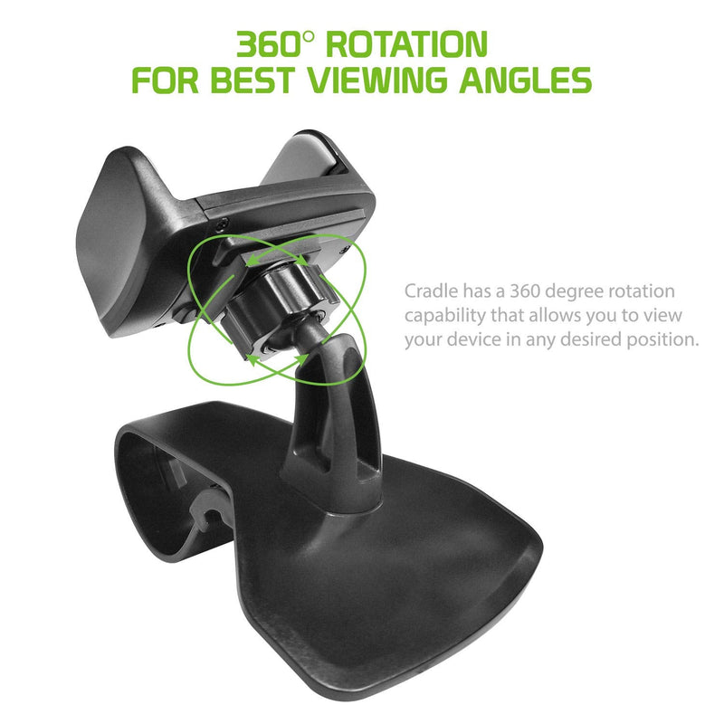 Phone Holder Mount â€“ Car Dashboard Cell Phone Holder - Clip On Adjustable Car Stand Handsfree Non Slip Cradle Compatible for Smartphones Apple iPhone Samsung Android Switch and GPS (Black)