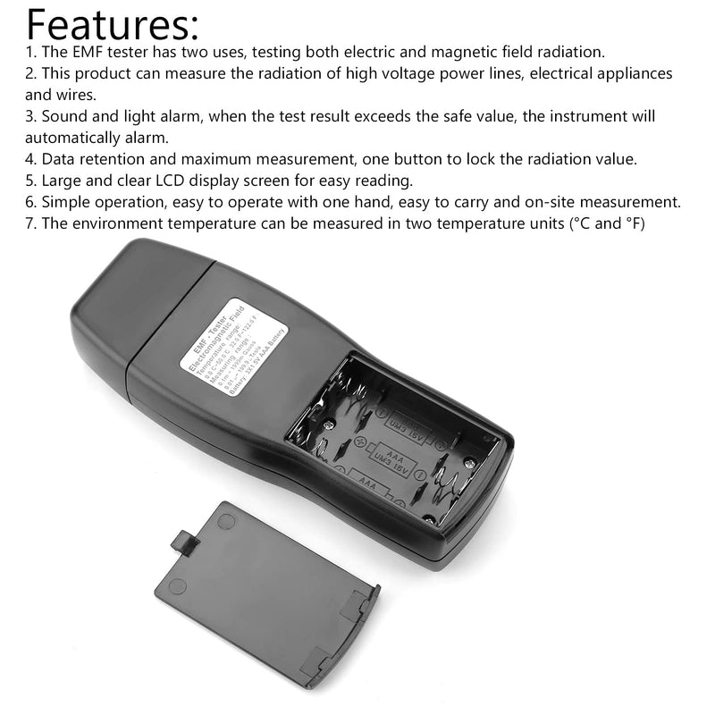Smart Sensor AS1392 EMF Mini LCD Display Digital Electromagnetic Radiometer Tester for Home EMF Inspections/Office/Outdoor 0~2000mG (Without Battery)