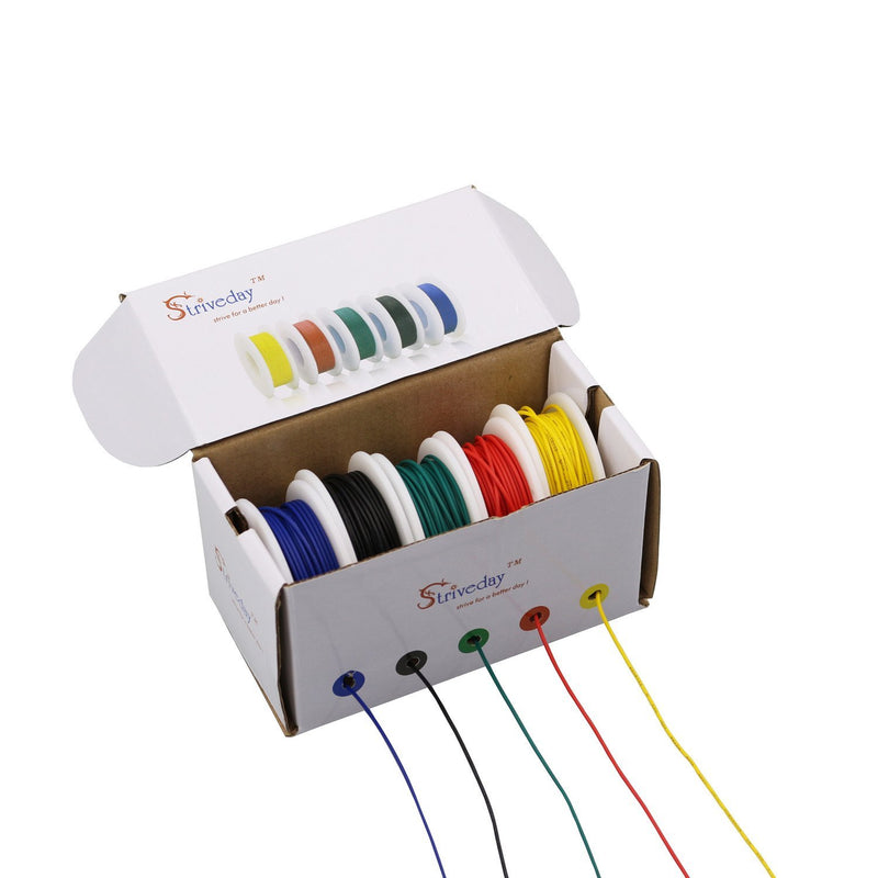 Striveday 18 AWG Flexible 1007 Wire Electric wire 18 gauge Coper Hook Up Wire 300V Cables electronic stranded wire cable electrics DIY BOX-2 18AWG