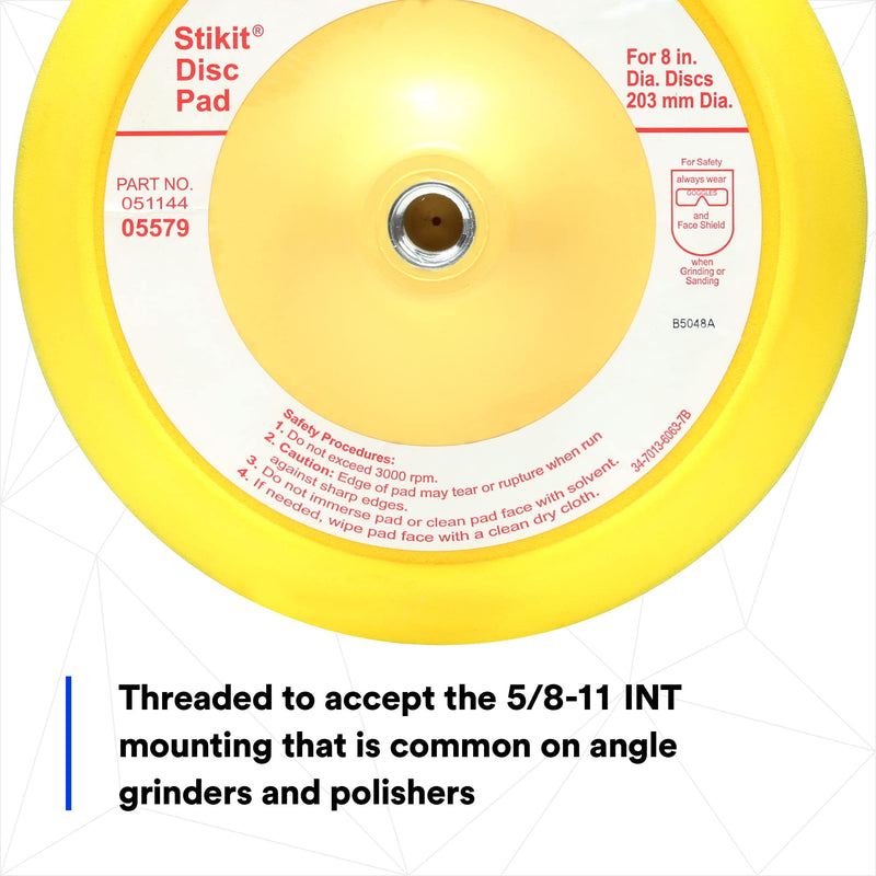 3M Stikit Disc Pad 05579, For PSA Discs, Abrasive, Durable Foam Body, 8 in