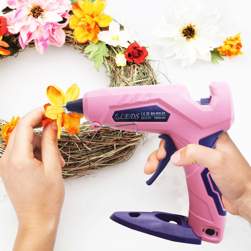 Cordless Hot Glue Gun, BLEDS USB Rechargeable Glue Gun with 30 Pcs Glue Sticks Stand-Up Hot Melt Glue Gun Battery Charged Cordless Glue Gun For Craft, Decor, DIY, Art (Patented)