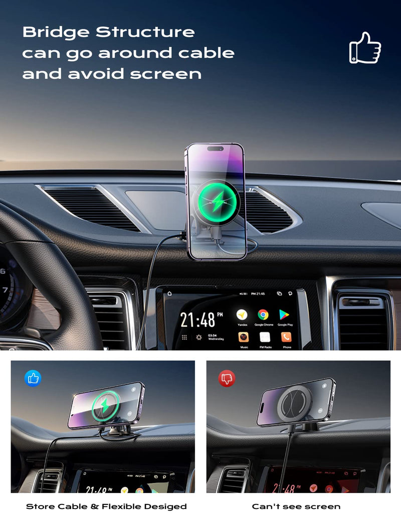 LISEN for Magsafe Car Mount Charger Wireless 15W Car Charger for iPhone [Powerful Magnets] Magnetic Car Phone Holder Mount Wireless Fast Charging for Magsafe Charger Fits iPhone 14 13 12 Magsafe Case