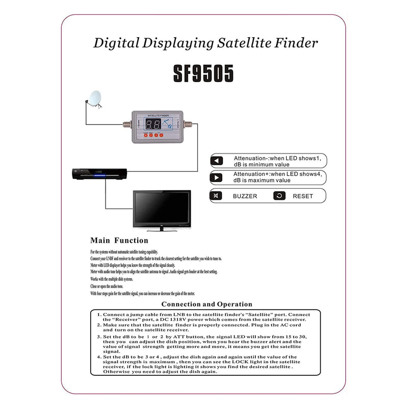 AGPtek Good For Campers Digital Satellite Signal Meter Finder Meter For Dish Network Directv FTA LCD Graphic Display Backlight Compass Buzzer Control LCD2
