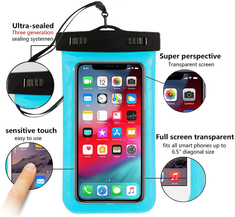 5 Pack Universal Waterproof Phone Pouch, Large Phone Dry Bag Waterproof Case for Apple iPhone 13 12 11 Pro Max XS Max XR X 8 7 6 Plus SE, Samsung S21 S20 S10,Note,Up to 6.7" Multicolor 1