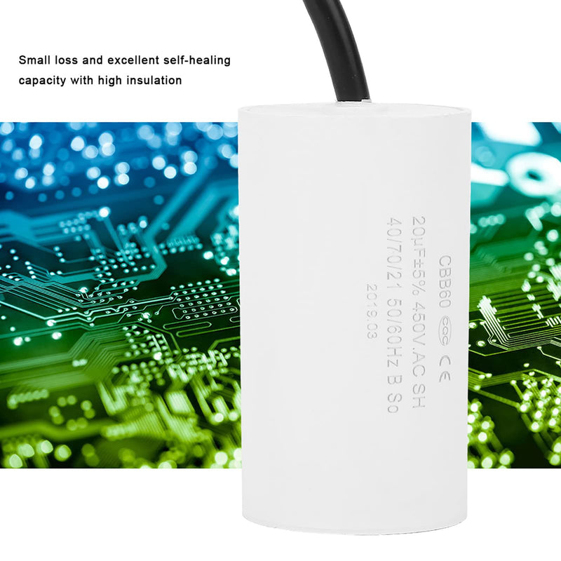 Starting capacitor, CBB60 capacitor 20µf 450V capacitor motor starting capacitor motor running capacitor microfarad capacitor with wire line CBB60 450V 20uF cable