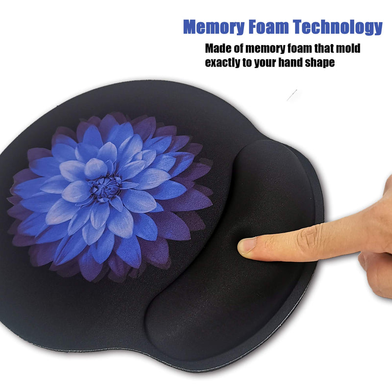 Ergonomic Mouse Pad with Wrist Support,Dooke Cute Wrist Pad with Non-Slip Rubber Base for Computer, Laptop, Home Office Gaming, Working, Easy Typing & Pain Relief Purple Flowers