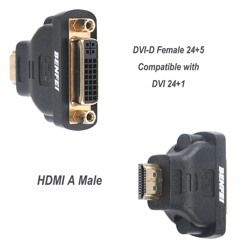 HDMI to DVI Adapter, BENFEI HDMI to DVI-D DVI Bidirectional Converter Male to Female with Gold-Plated Cord 4 Pack