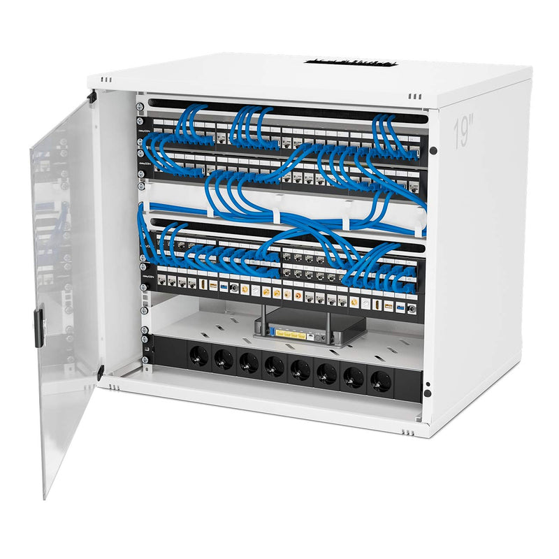 deleyCON 24 port patch panel patch field modular for Keystone modules 1 U 19" inch rack installation compatible CAT5 CAT6 CAT7 CAT8 LAN network installation cable black
