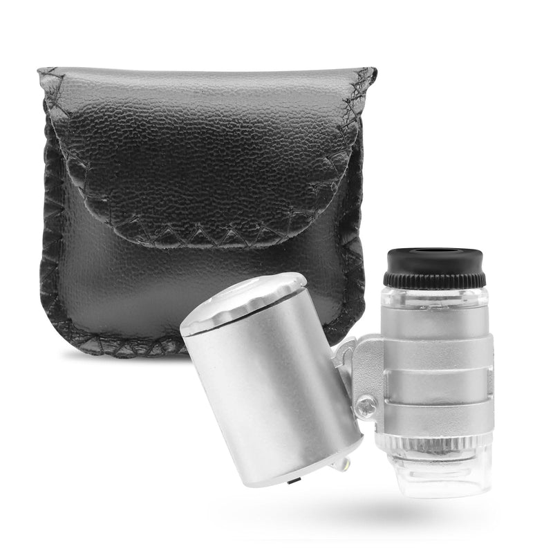 APKLVSR Mini 60X LED Microscope, 60x Mini Pocket Microscope, Mini Microscope, Pocket Microscope Magnifying Glass Microscope for Jeweler Adjustable Magnifying Glass with UV Light