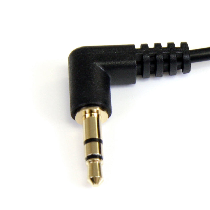 StarTech.com 1 ft. (0.3 m) Right Angle 3.5 mm Audio Cable - 3.5mm Slim Audio Cable - Right Angle - Male/Male - Aux Cable (MU1MMS2RA), Black 2 Angled Connector