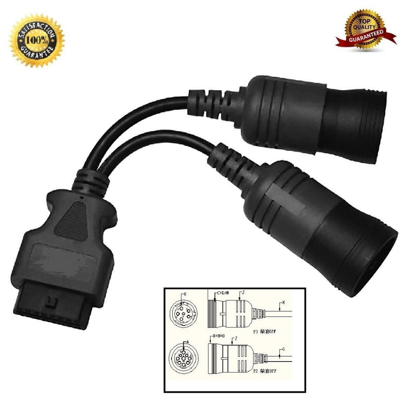 AntiBreak 6+9 Truck Cables 9 Pin 6pin Male J1939 J1708 to 16 Pin J1962 OBD-II Female