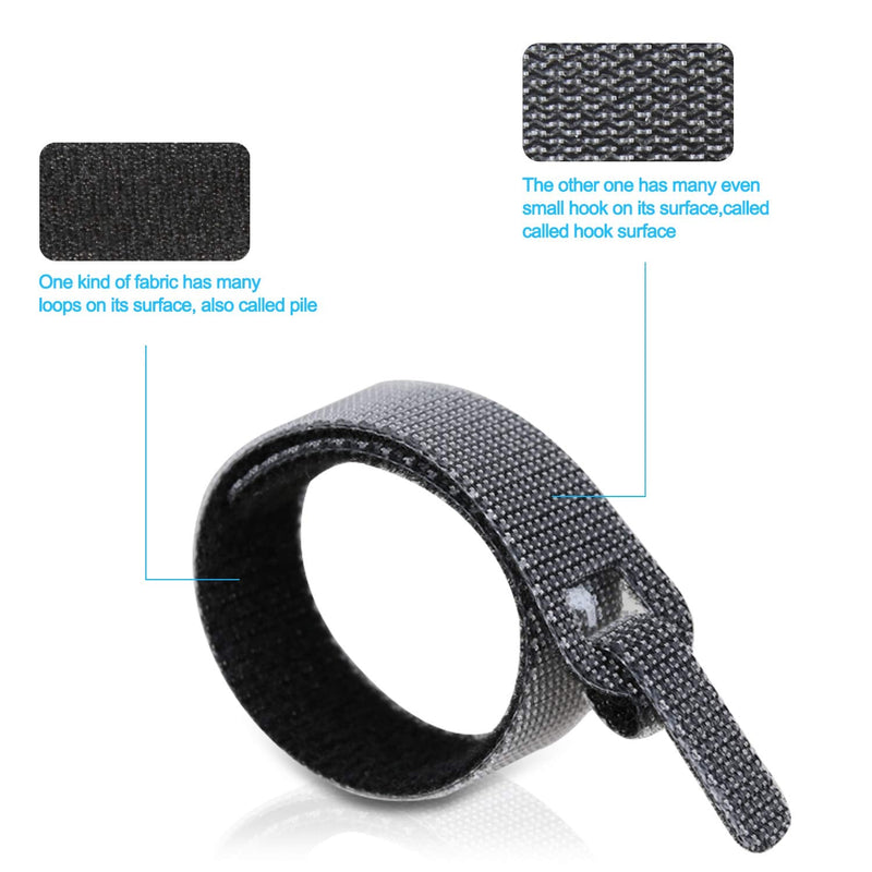 Fasgear Cable Ties, 50 PCS Reusable Cable Straps, Adjustable Fastener Cable Strap Hook and Loop Cord Ties Wraps, 6-inch (Black) 50 Piece Black