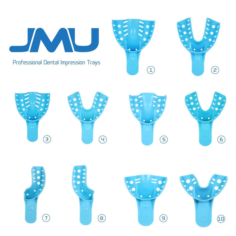 JMU Dental Impression Tray,Bag of 12 Perforated Disposable Trays,4 Medium Lower #4