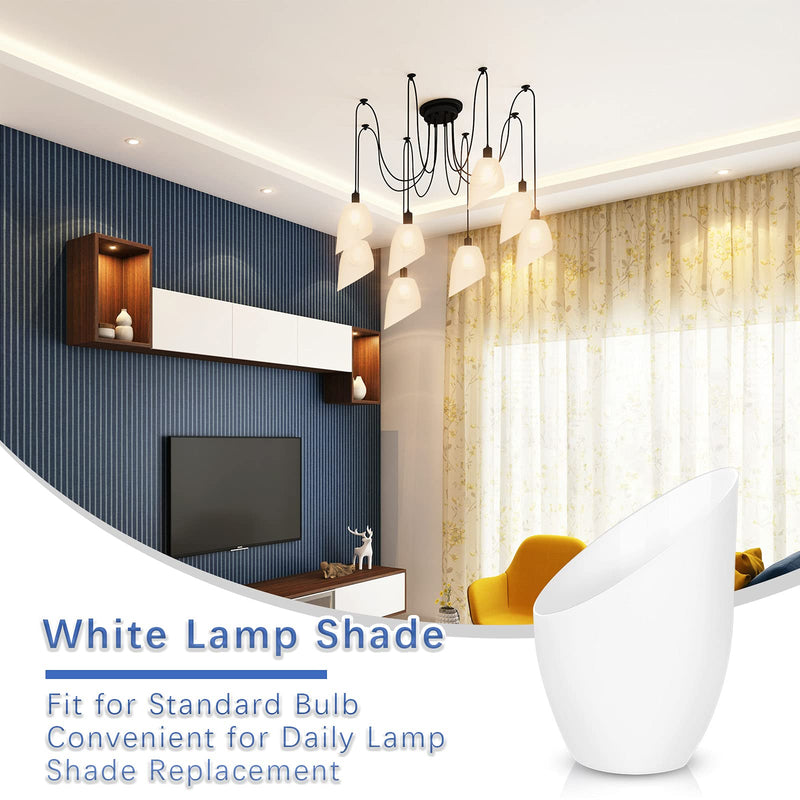 8 Pieces Plastic Lamp Shade Replacement White Lamp Shade 5.3 Inch Long 1.65 Inch Fitter Floor Lamp Light Covers Ceiling Fan Globe Replacement for Bedroom Living Room Floor Lamp Ceiling Light Covers