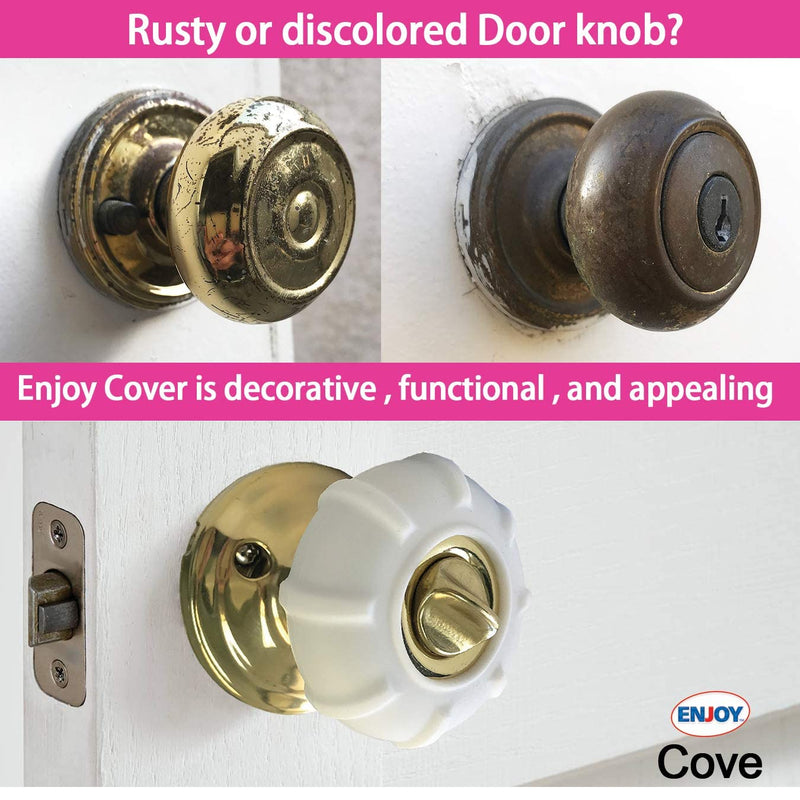 New Enjoy Cover - Door Knob Cover Grips Non Slip Arthritis & Senior Living Aids Grippy Easy Open Decorative. Simple Functional Effective Solution- 4 Pack (White, Cove)