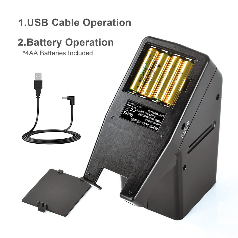 LED Lighted Illuminated Viewing for 35mm Slide and Positive Film Negatives,3X Magnification,USB Powered,Slide and Film Viewer,4AA Batteries Included