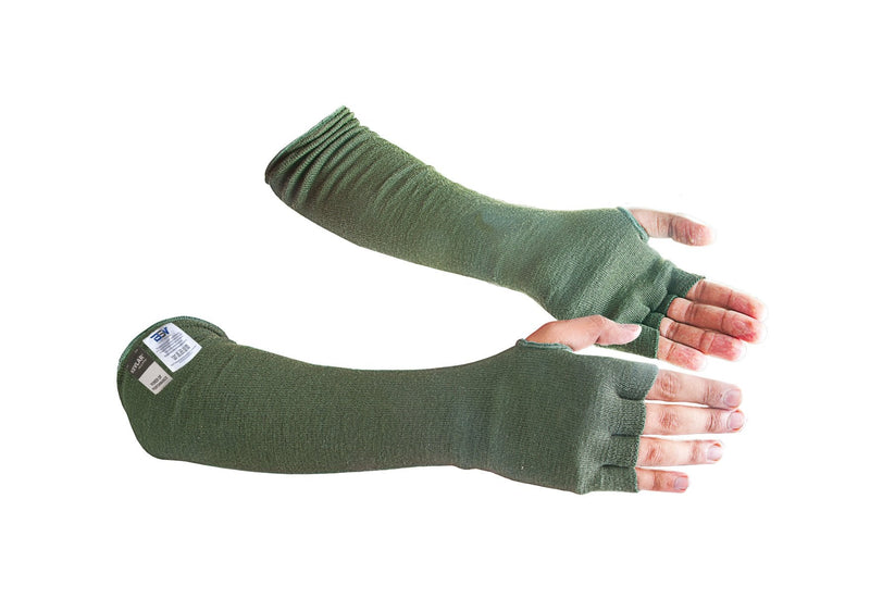 BSV Kevlar Protective Sleeves- Heat, Scratch, Cut & Knife Resistant Sleeve with Finger Opening - Arms Safety Sleeves- Long Arm Guard Protector for Work- Bite Proof- 18 Inches, Sage Green, 1 Pair
