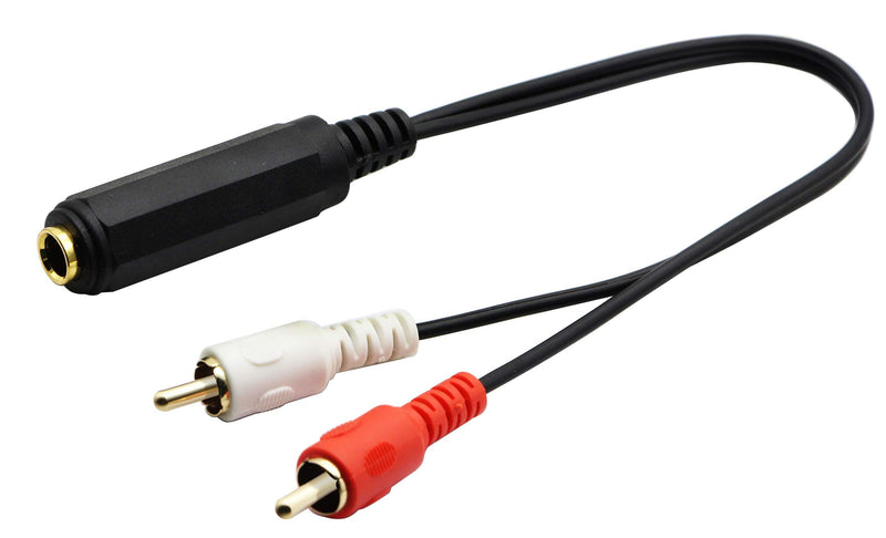 zdyCGTime 6.35mm to 2 RCA Y Splitter Cable, Gold-Plated 6.35mm (1/4 inch) TRS Female to 2 (Dual) RCA Male Stereo Audio Y Splitter Extension Adapter Cable (12Inch/30CM) 12Inch/30CM
