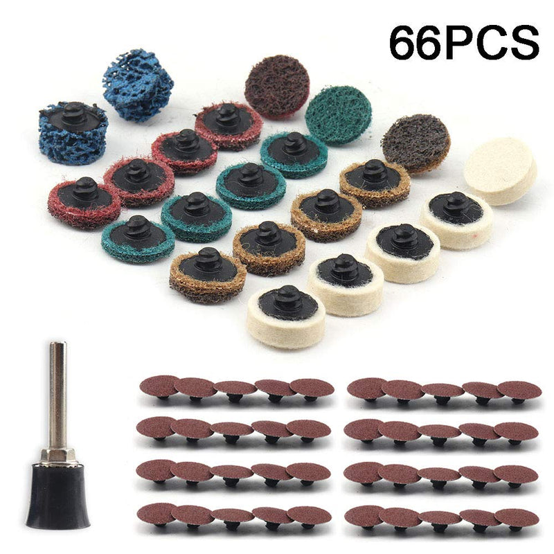 68Pcs 1 inch Quick Change Sanding Discs Set Fine Medium Coarse Grit Discs Surface Conditioning Discs R-Type Quick Change Disc with 1/4'' Shank Disc Pad Holder for Die Grinder