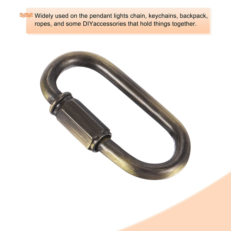 MECCANIXITY Chain Connector, 5mm Thick Quick Link Screw Lock Oval Clips for Chandelier Pendant Lights Bronze Pack of 4