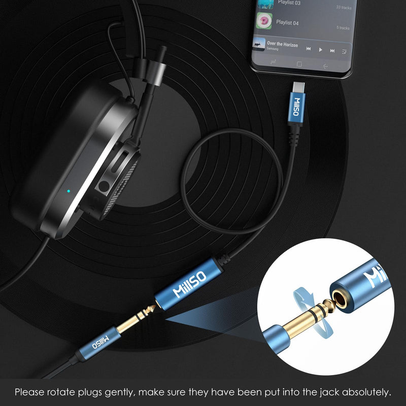 MillSO USB Type C to 1/4 Headphone Adapter TRS 6.35mm Female to USB C Aux Audio Adapter Stereo Jack Adapter for Amplifiers, Mixer, Home Theater, Smartphones, Laptop, 6.35mm Headphones 12 inch