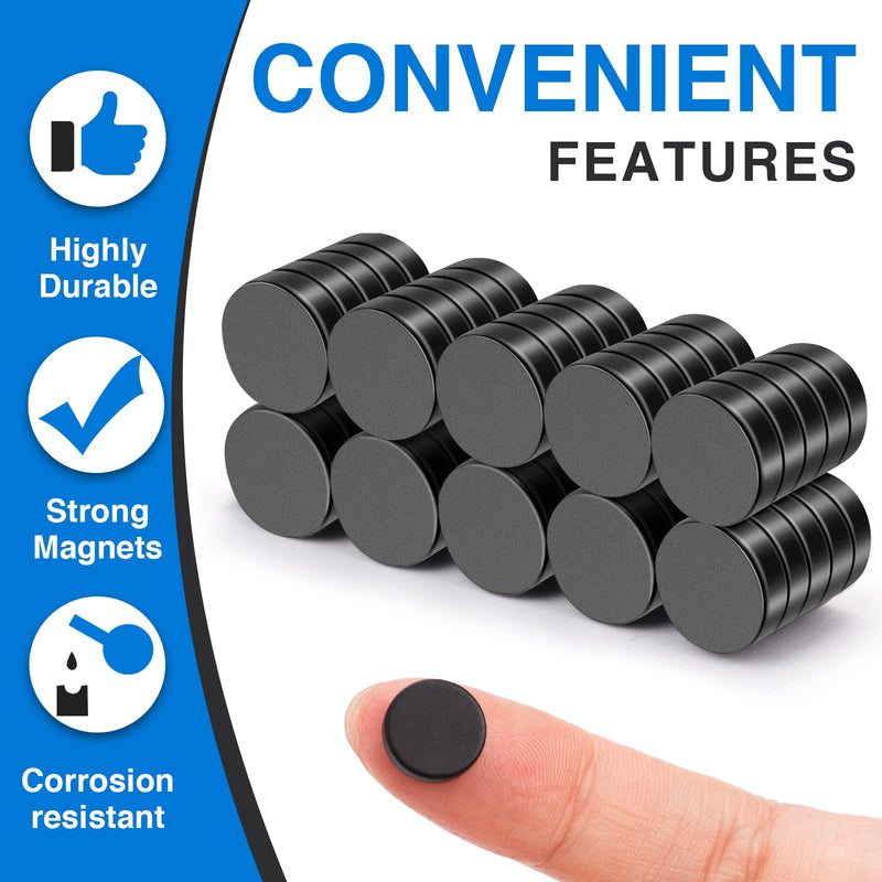 TRYMAG Small Refrigerator Magnets, Rare Earth Magnets, 50Pcs Black Strong Neodymium Disc Magnets for Fridge, Whiteboard, Billboard, Crafts, Office, Tiny Round Button Magnets A2: 10x3mm 50p-Black