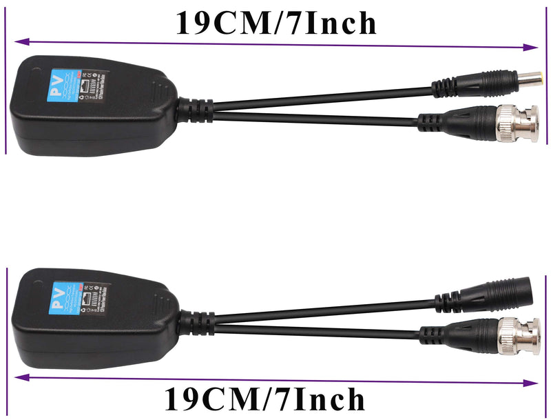 AAOTOKK Video Balun RJ45 to BNC Transceiver Transmitter HD-CVI/TVI/AHD/CVBS with DC Power Connector for 1080P 3MP 4MP 5MP 8MP CCTV Security DVR Surveillance Camera System (4Pairs) 4Pairs