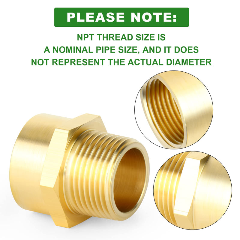 TAISHER 2 PCS Brass Pipe Fitting, Adapter, 1/2" NPT Male x 1/2" G Thread (BSP) Female 1/2" NPT Male x 1/2" G (BSP) Female