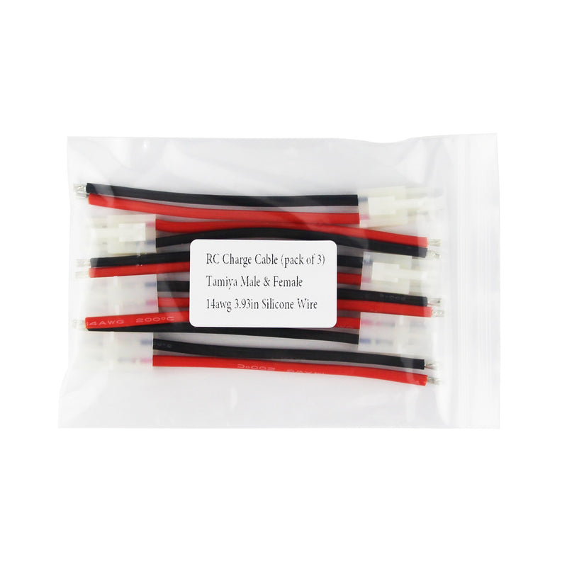 OliYin 3pairs Tamiya Plug Male Female Connector Adapter Cable 14awg 10cm for RC Car Lipo Battery Charge(Pack of 3)