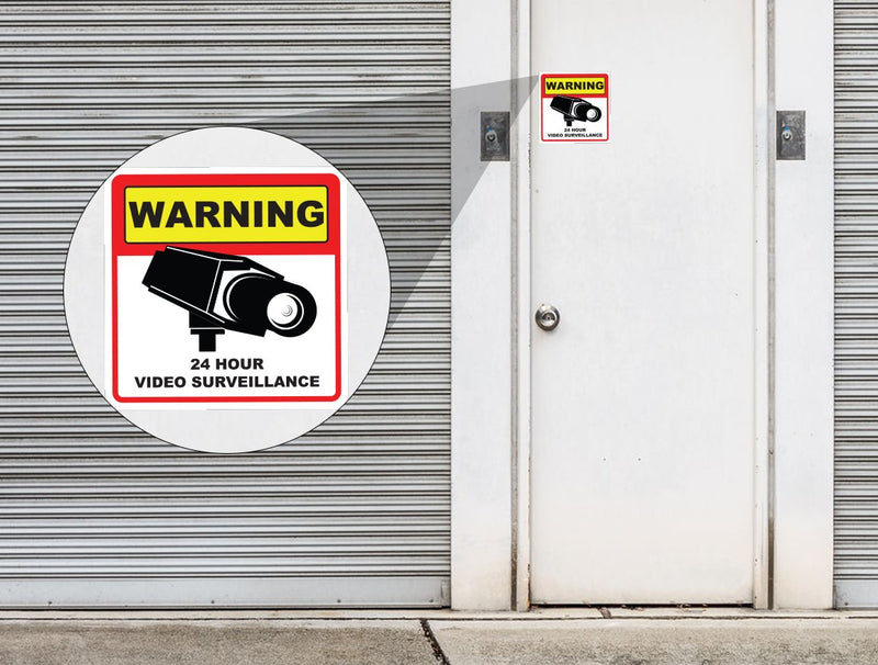 Video Surveillance Camera Sticker Sign - 10 Pack Decal - Home Business Alarm System Stickers - (4)5½" x 5½" & (6)3" x 4" - Adhesive Under 24 Hours Security Warning Signs - Robbery & Theft Prevention