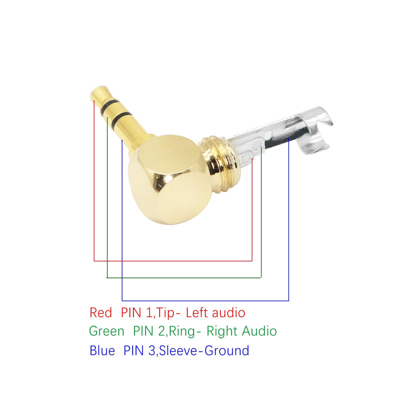Replacement TRS Male Plug 3 Pole Right Angle 3.5mm Solder Type DIY Audio Cable Connector YOUCHENG for Repair Headphones Headset Black(2-Pack) é»‘è‰²