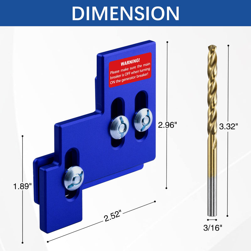 LATING Anodized Generator Interlock Kit for Main Square D QO or Homeline 100 or 125 Amp Electrical Panels with 3/4 to 7/8 Inches Spacing, Blue