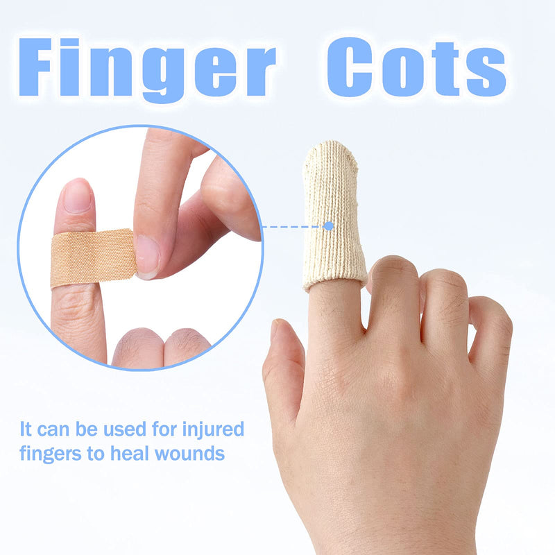 EvridWear 20PCS Premium Cotton Comfort Cushion Finger Toe Thumb Cot Sleeves Protect Fingertips Hand Eczema Skin Cracking Calluses Wicks Moisture Jewelry Clean Smudges (Short Length) 1 Pack Short