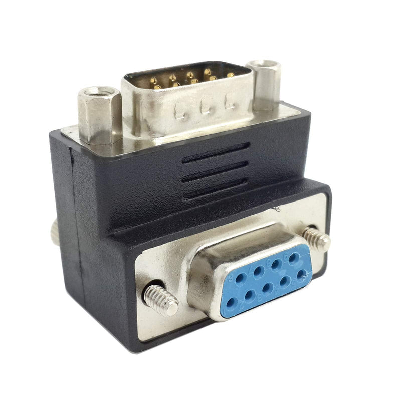 CY D-Sub RS232 9Pin Male Down Angled 90 Degree to Female Extension Adapter Black-Down-Angled