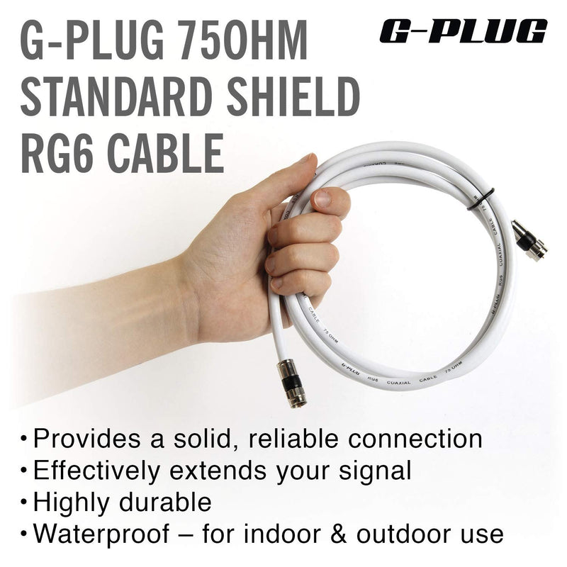 3FT G-PLUG RG6 Coaxial Cable Connectors Set â€“ High-Speed Internet, Broadband and Digital TV Aerial, Satellite Cable Extension â€“ Weather-Sealed Double Rubber O-Ring and Compression Connectors White 3 FT